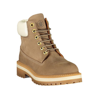 Beige Polyester Ankle Boots