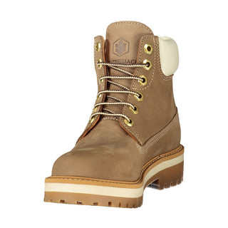 Beige Polyester Ankle Boots