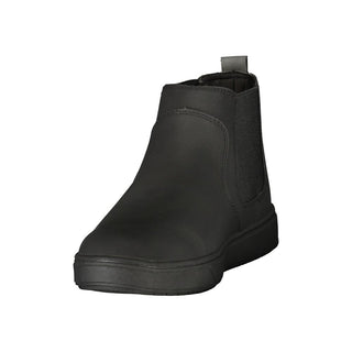 Black Polyester Ankle Boots