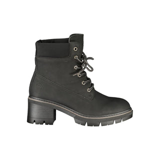 Black Polyester Ankle Boots