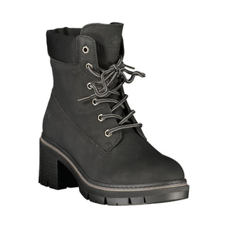 Black Polyester Ankle Boots