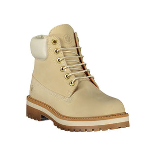 Beige Polyester Ankle Boots