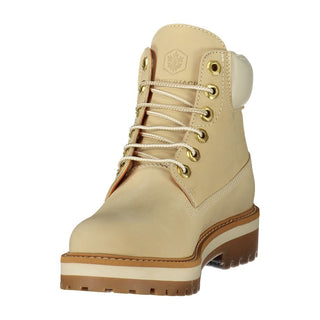 Beige Polyester Ankle Boots