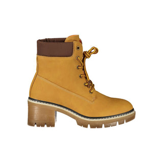 Yellow Polyester Ankle Boots