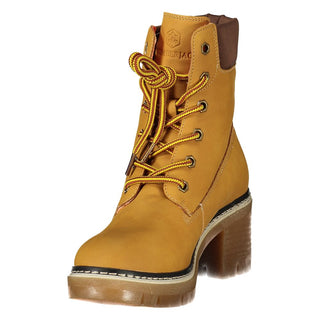 Yellow Polyester Ankle Boots