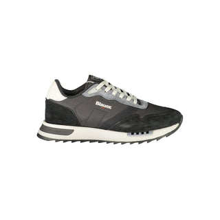 Black Polyester Athletic Sneakers