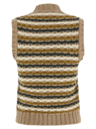 Beige Wool Sleeveless Jacket