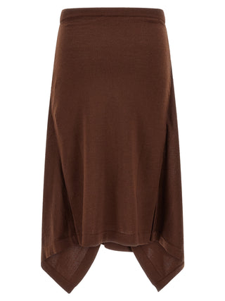Brown Wool Midi Skirt