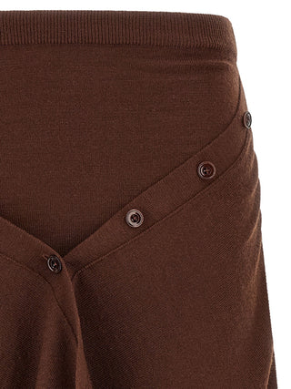 Brown Wool Midi Skirt