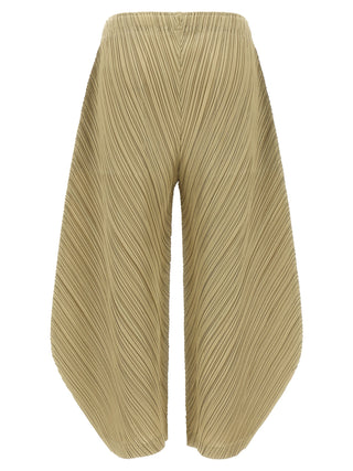 Beige Polyester Casual Pants