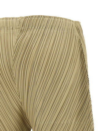 Beige Polyester Casual Pants