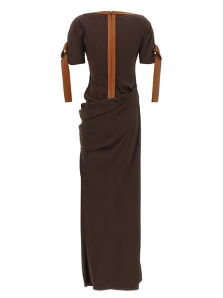 Brown Viscose Long Dress