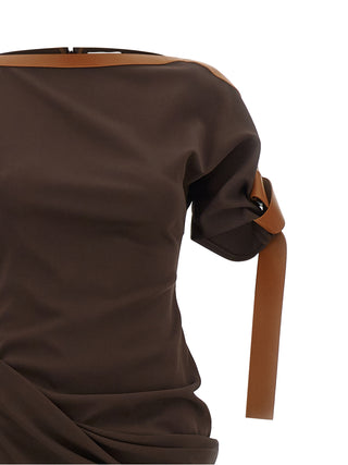 Brown Viscose Long Dress