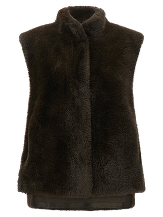 Brown Polyamide Sleeveless Jacket