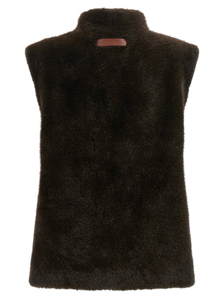 Brown Polyamide Sleeveless Jacket