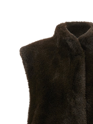 Brown Polyamide Sleeveless Jacket