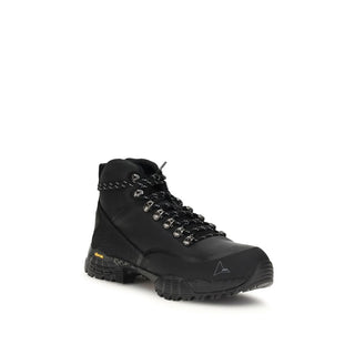 Black Rubber Lace-Up Boots