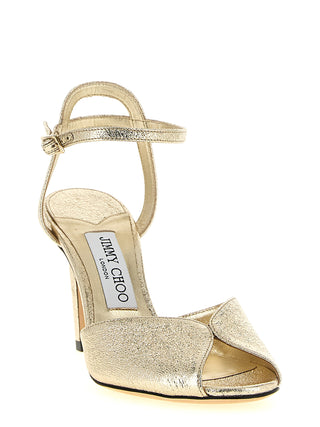 Gold Goatskin Stiletto Heel Sandals