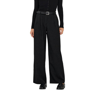 Black Recycled Polyester Casual Pants