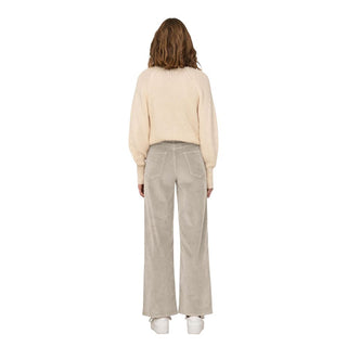 Beige Cotton Cropped Pants