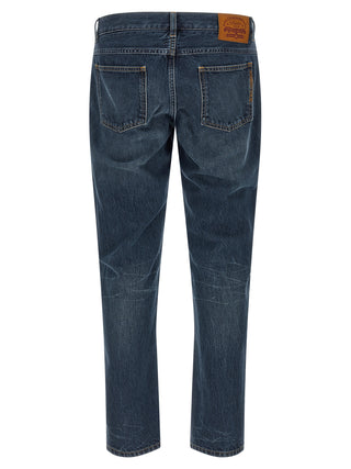 Blue Cotton Straight-Leg Jeans