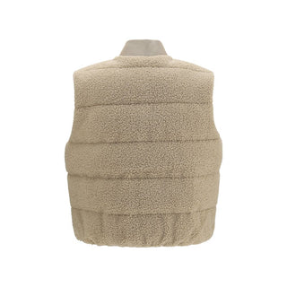 Beige Polyester Sleeveless Jacket