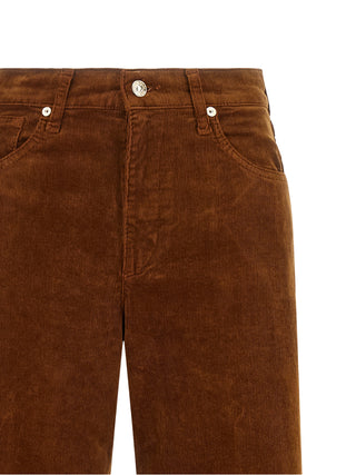 Brown Cotton Casual Pants