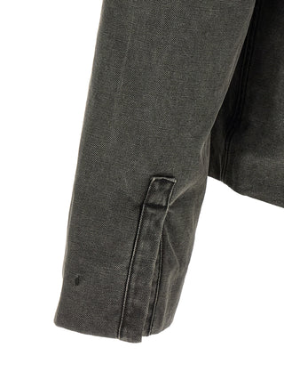 Gray Cotton Full-Length Jacket