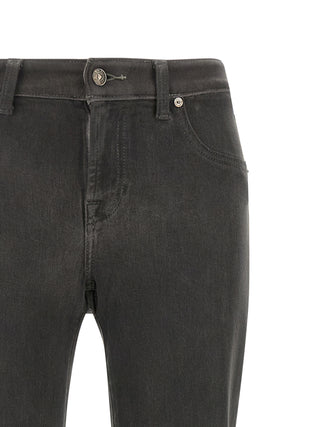Gray Cotton Straight-Leg Jeans
