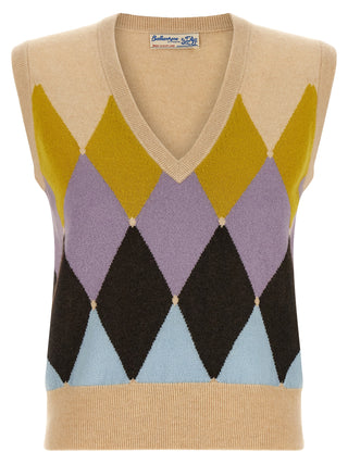 Beige Cashmere Sleeveless Jacket
