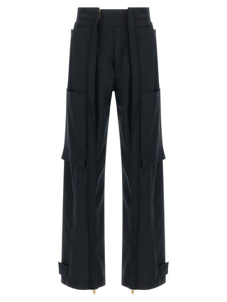 Blue Polyester Cargo Pants