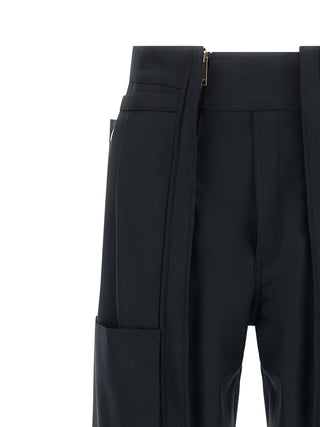 Blue Polyester Cargo Pants