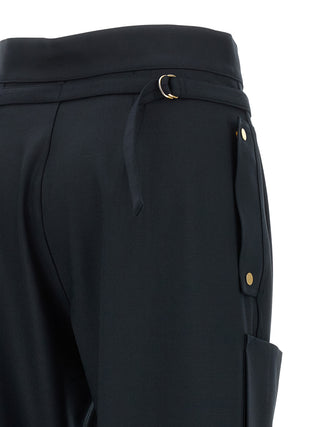 Blue Polyester Cargo Pants