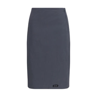 Gray Cotton Midi Skirt