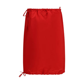 Red Silk Midi Skirt