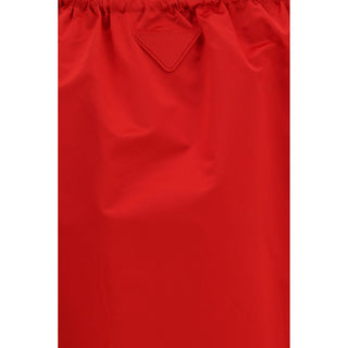 Red Silk Midi Skirt