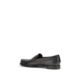Black Calf Leather Bos Taurus Slip-On Loafers