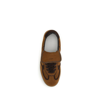 Brown Suede Leather Low Top Sneakers