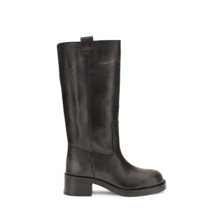 Black Calf Leather Bos Taurus Ankle Boots