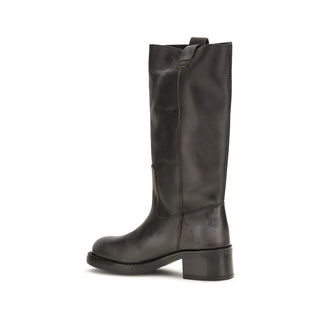 Black Calf Leather Bos Taurus Ankle Boots