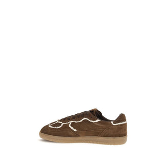 Brown Suede Leather Low Top Sneakers