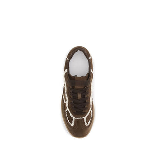 Brown Suede Leather Low Top Sneakers