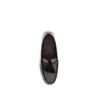 Brown Calf Leather Bos Taurus Slip-On Loafers