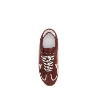 Bordeaux Suede Leather Low Top Sneakers