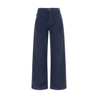 Blue Cotton Casual Pants