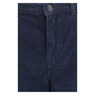 Blue Cotton Casual Pants