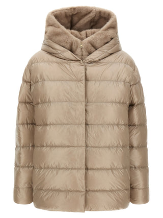 Beige Polyamide Full-Length Jacket