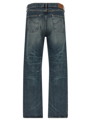 Blue Cotton Straight-Leg Jeans
