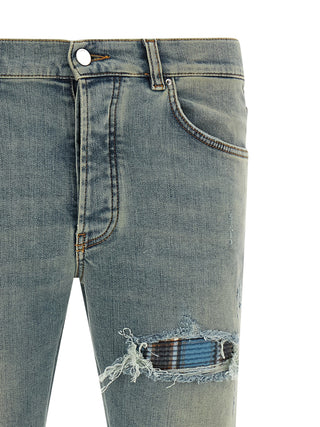 Blue Cotton Skinny Jeans