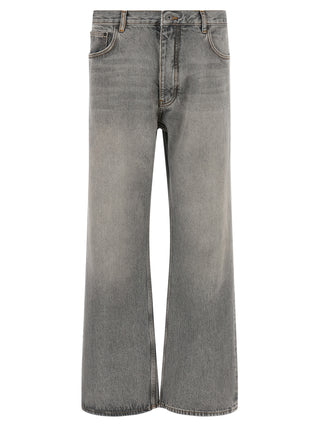 Gray Cotton Relaxed Fit Jeans